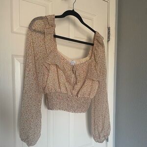 NWT Tillys/West of Melrose long sleeve Floral Blouse